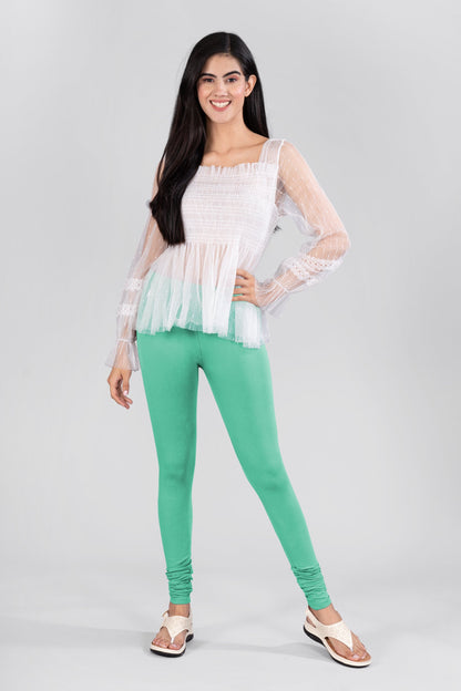 Malachite Green Cotton Churidar Leggings