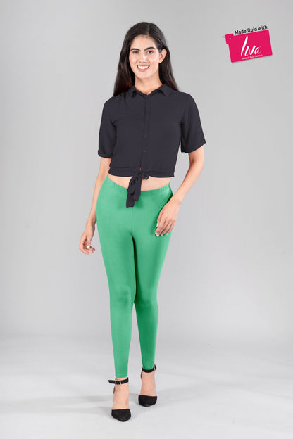 Aroma Green Viscose Ankle Leggings
