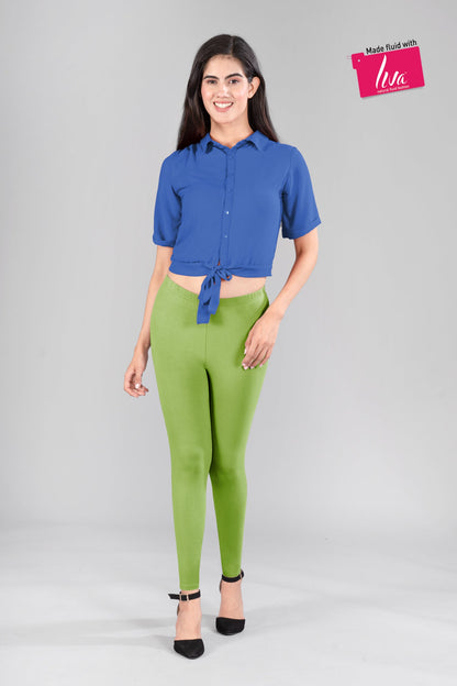 Green Bloom Viscose Ankle Leggings