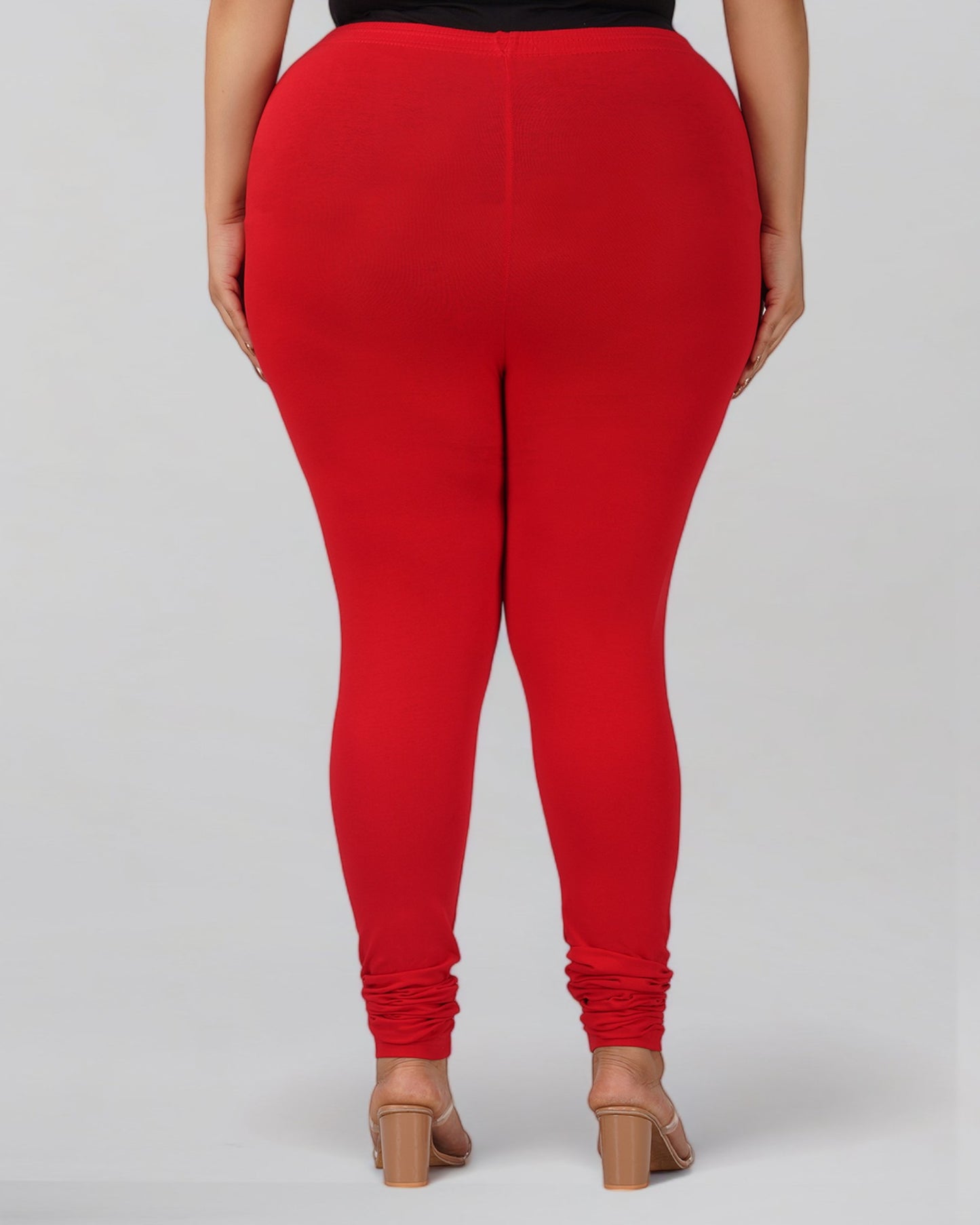 Red Plus Size Cotton Churidar Leggings
