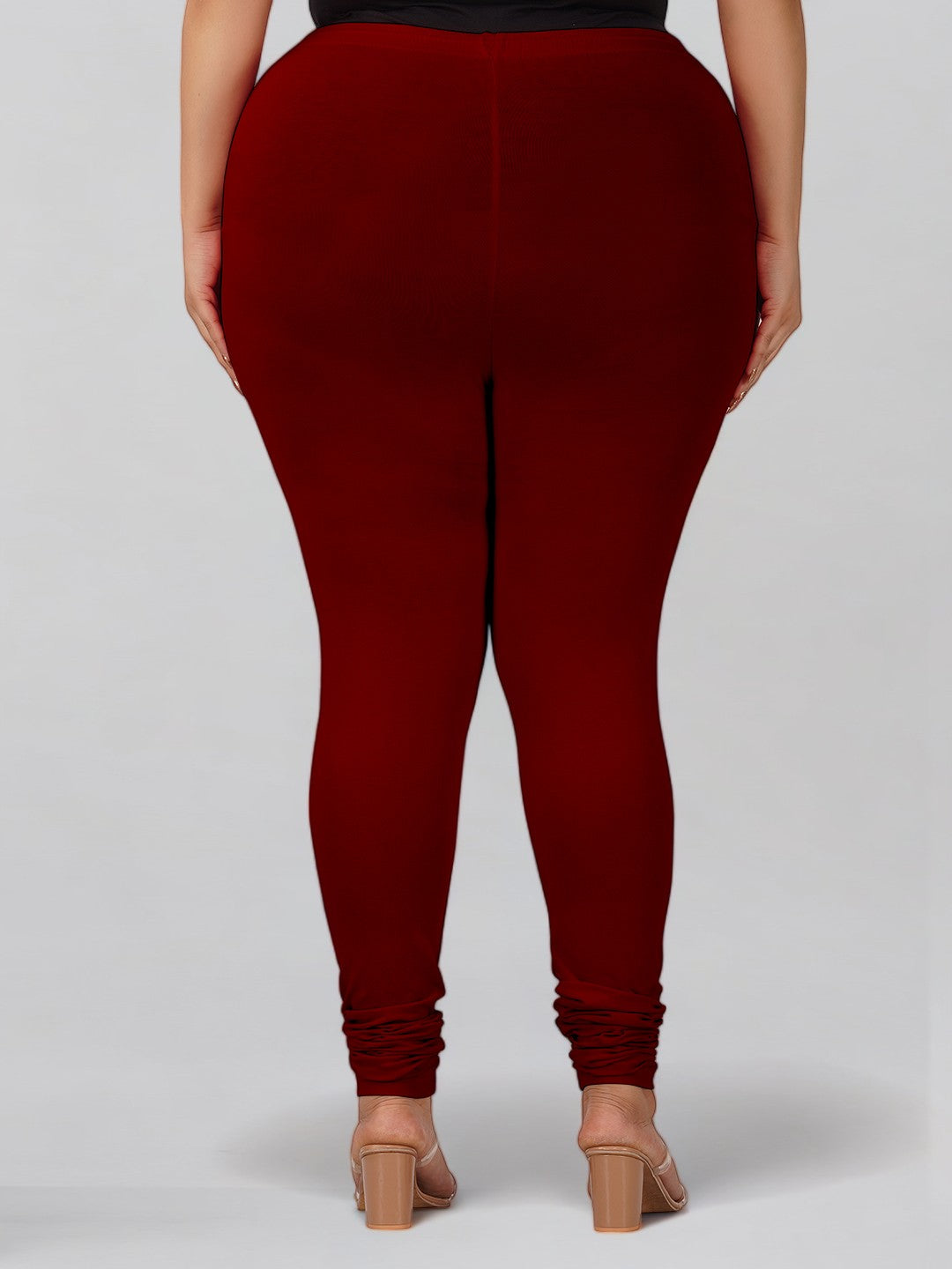 Maroon Plus Size Cotton Churidar Leggings