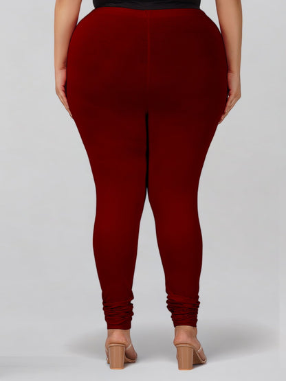 Maroon Plus Size Cotton Churidar Leggings