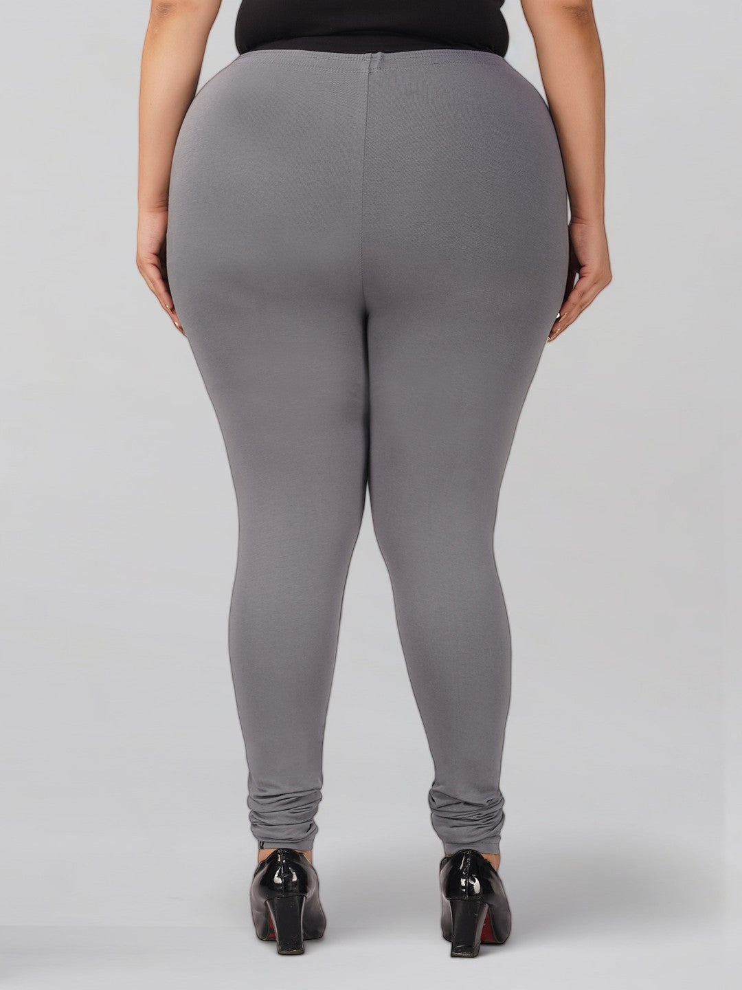 Grey Plus Size Cotton Churidar Leggings