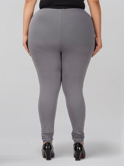 Grey Plus Size Cotton Churidar Leggings