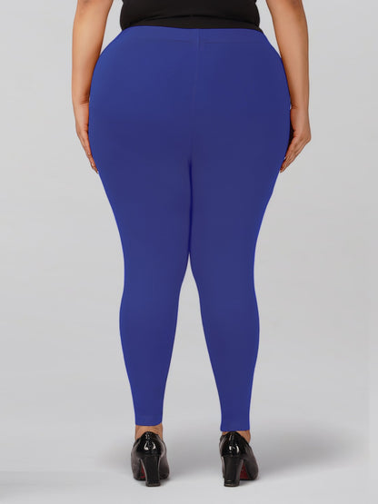 Royal Blue Plus Size Cotton Ankle Leggings