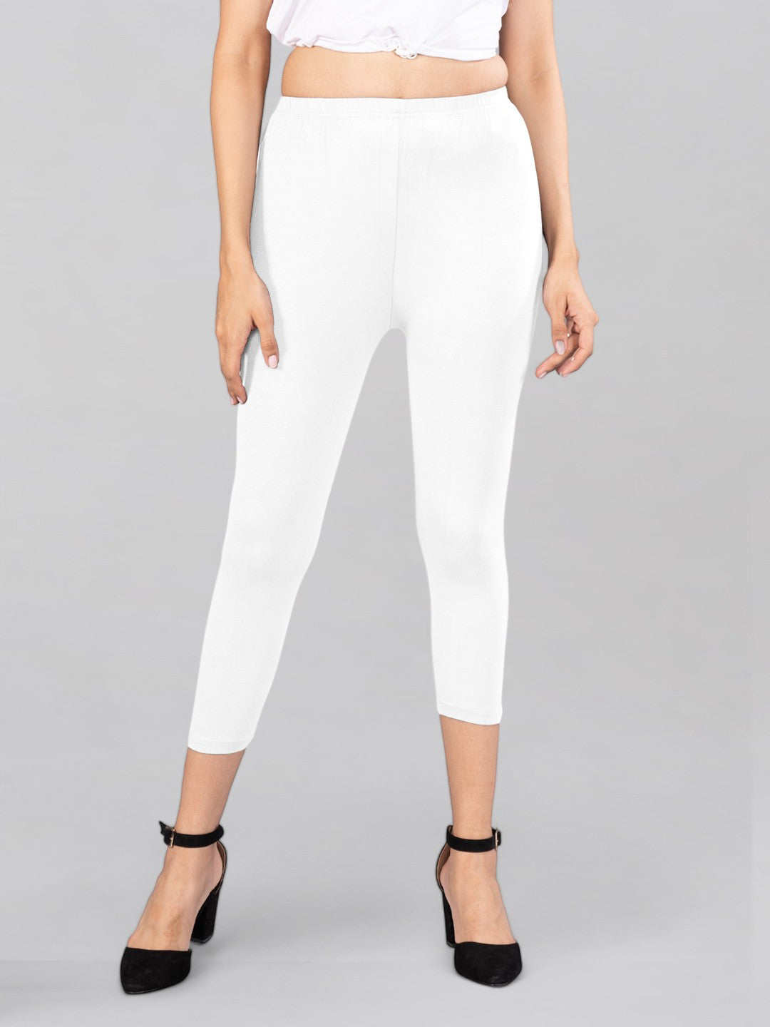 Angelic White Viscose Capri Leggings