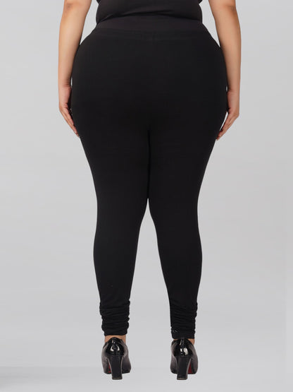 Black Plus Size Cotton Churidar Leggings