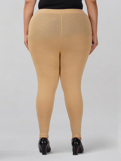 Skin Tone Plus Size Cotton Ankle Leggings