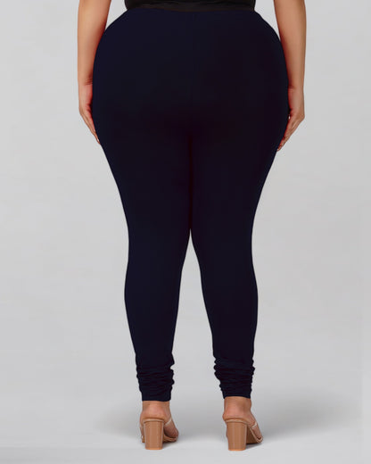 Navy Plus Size Cotton Churidar Leggings