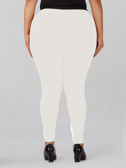White Plus Size Cotton Ankle Leggings