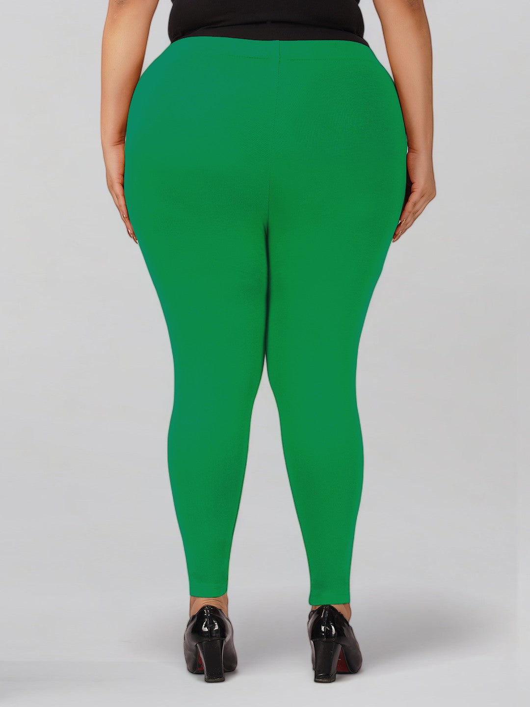 New Neon Green Plus Size Cotton Ankle Leggings