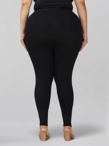 Black Plus Size Cotton Ankle Leggings