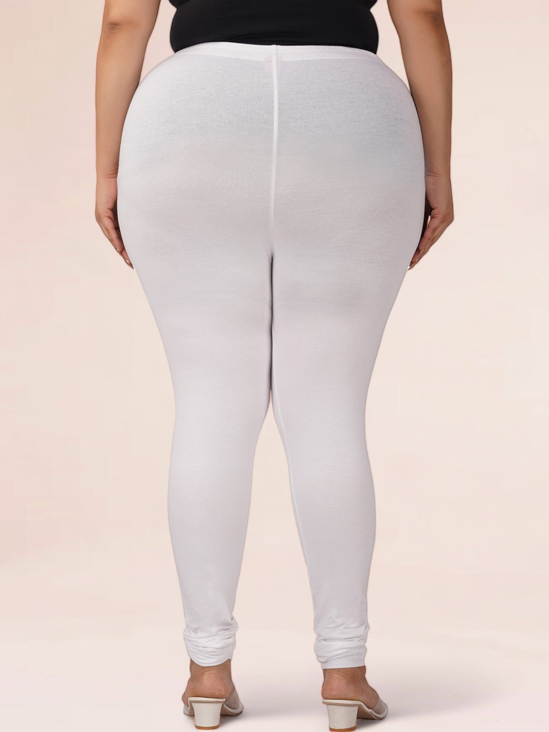 White Plus Size Cotton Churidar Leggings