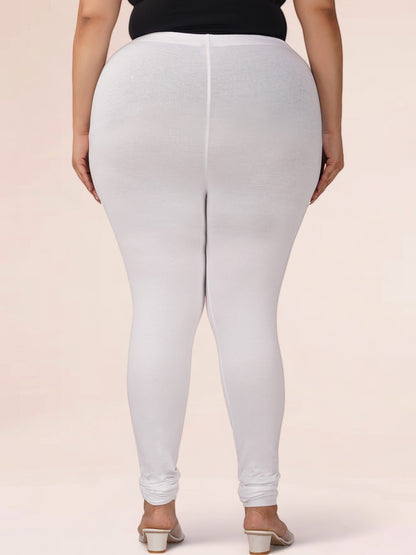 White Plus Size Cotton Churidar Leggings