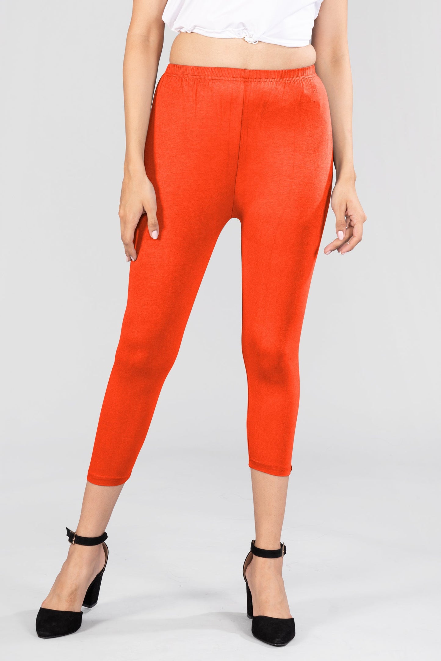 Orange Spark Viscose Capri Leggings