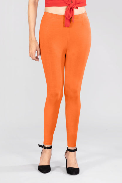 Zippy Orange Viscose Ankle Leggings