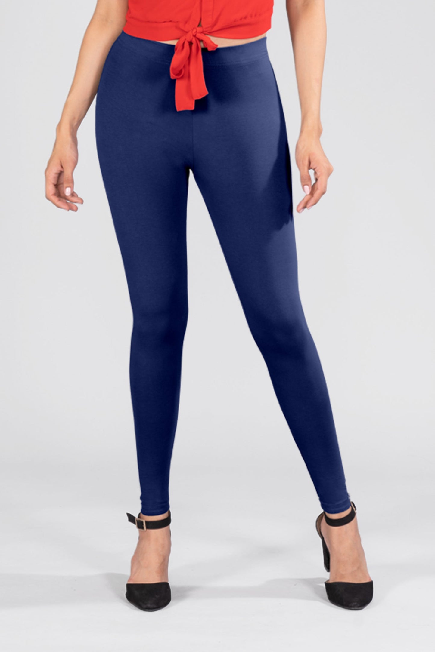 Navy Cotton Ankle Leggings