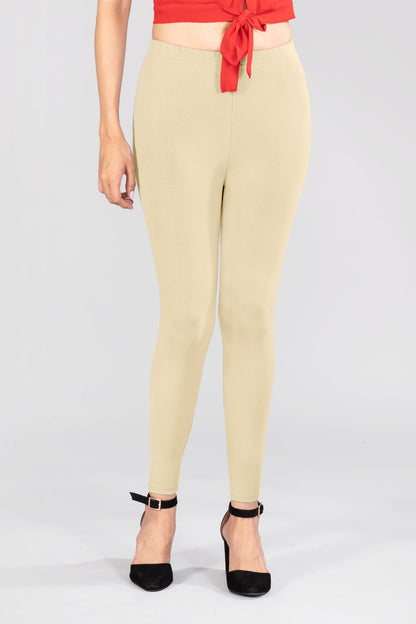 Noble Yellow Viscose Ankle Leggings