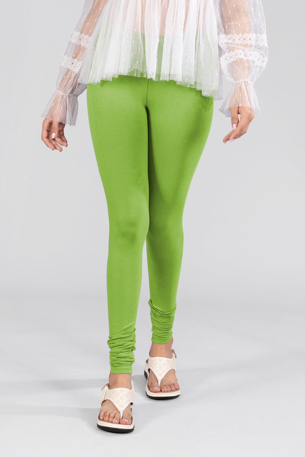 Fresh/Spring Parrot Green Cotton FullLength Leggings