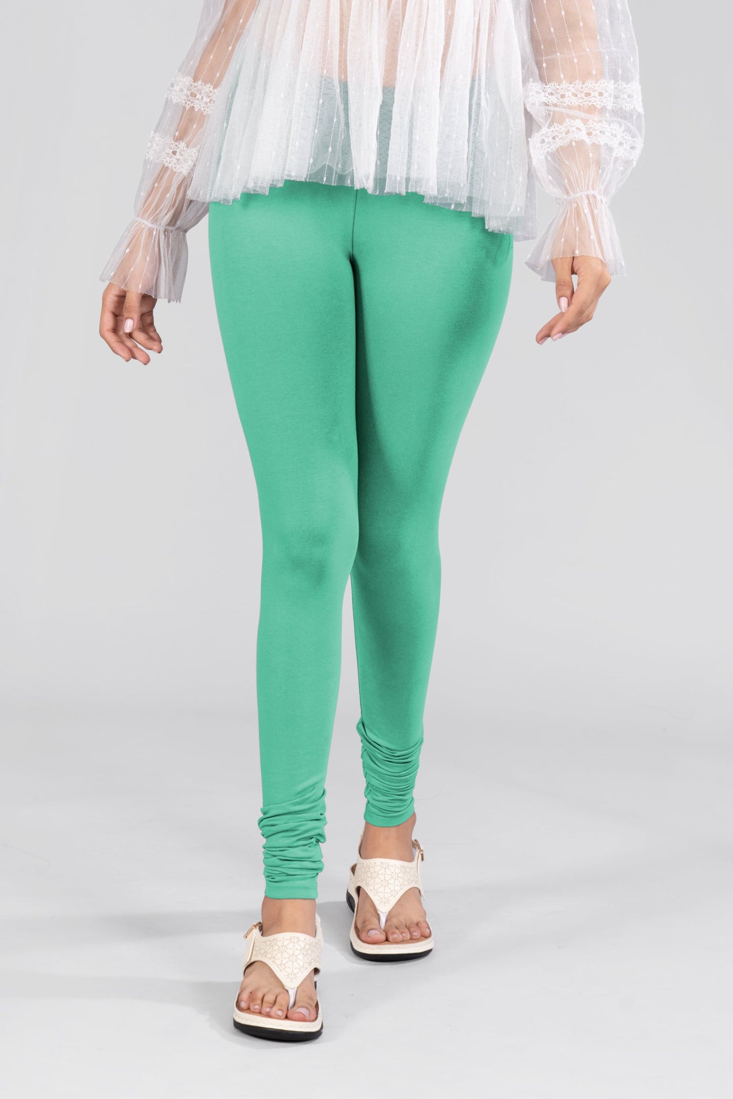Malachite Green Cotton Churidar Leggings