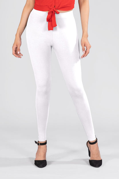 White Cotton Ankle Leggings