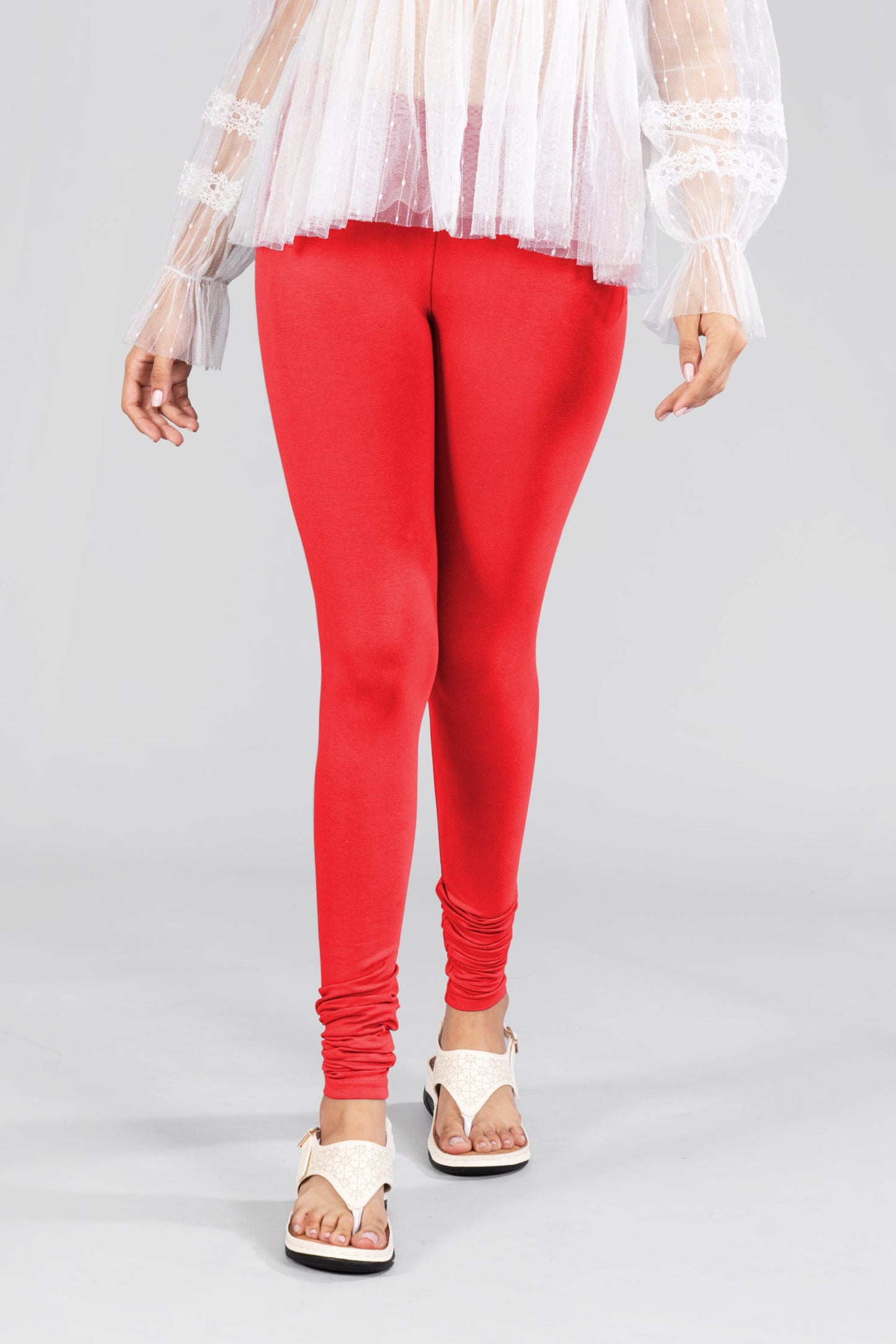 Red Cotton Churidar Leggings