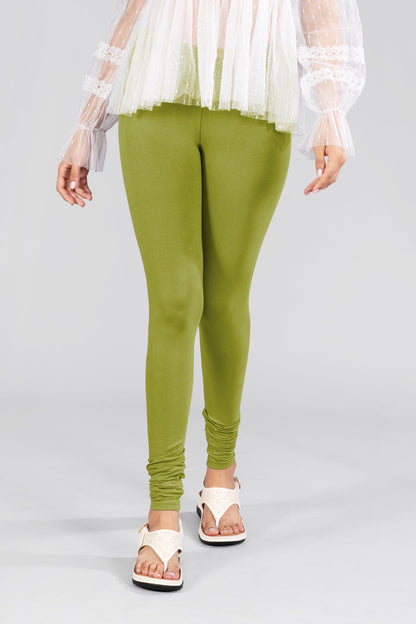 Olive Cotton Churidar Leggings