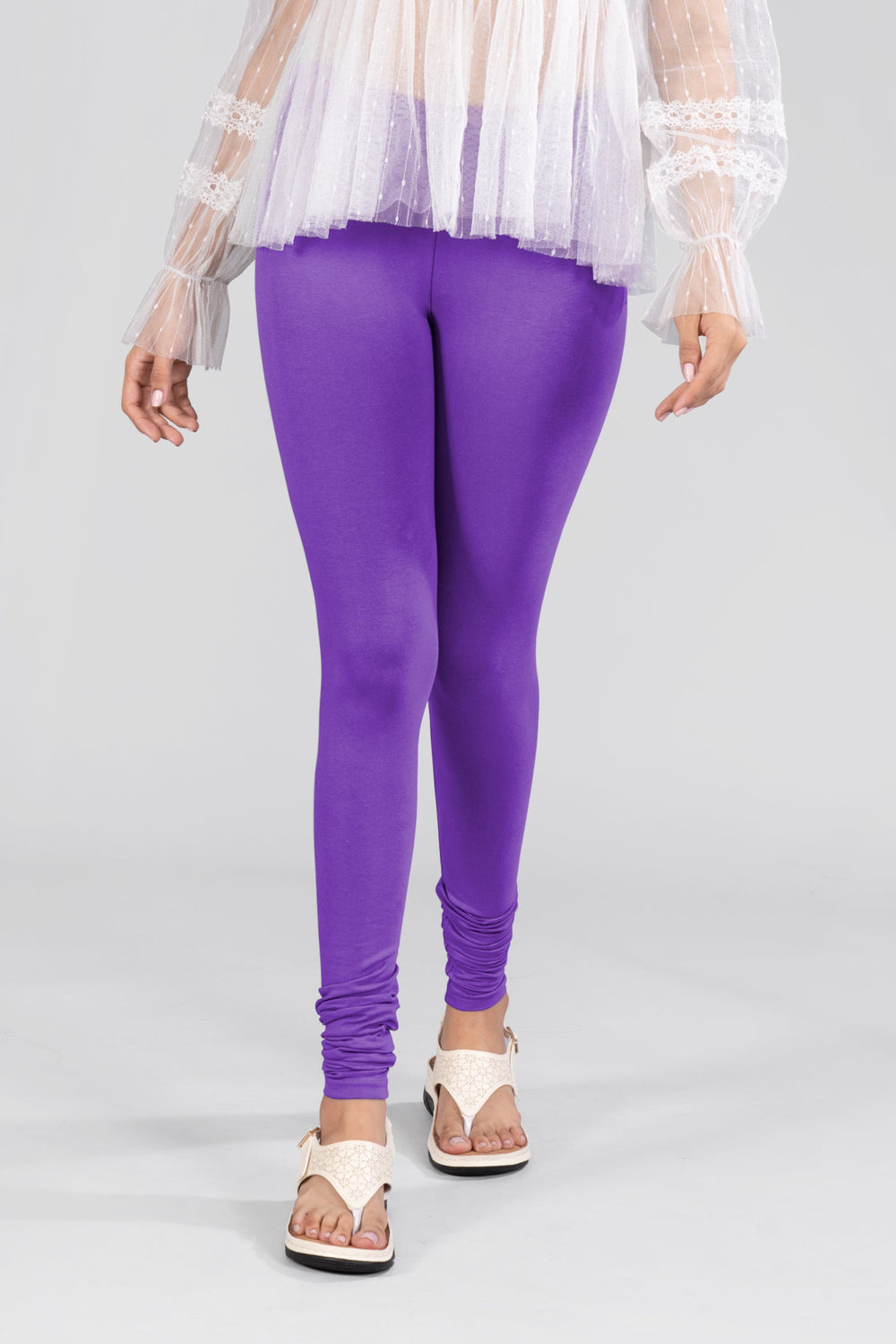 New Purple Cotton FullLength Leggings