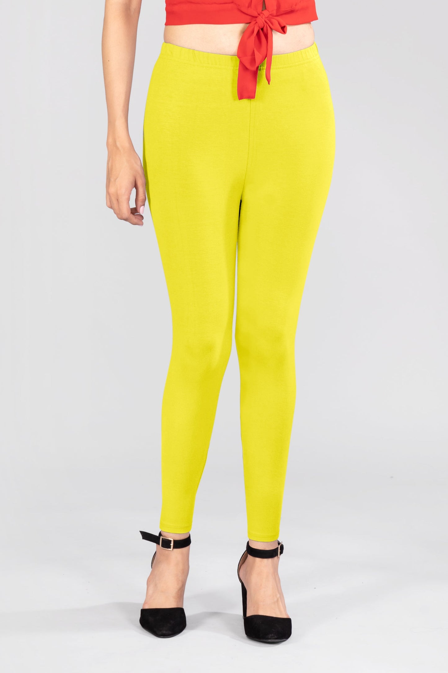 Yellow Mist Viscose Ankle Leggings