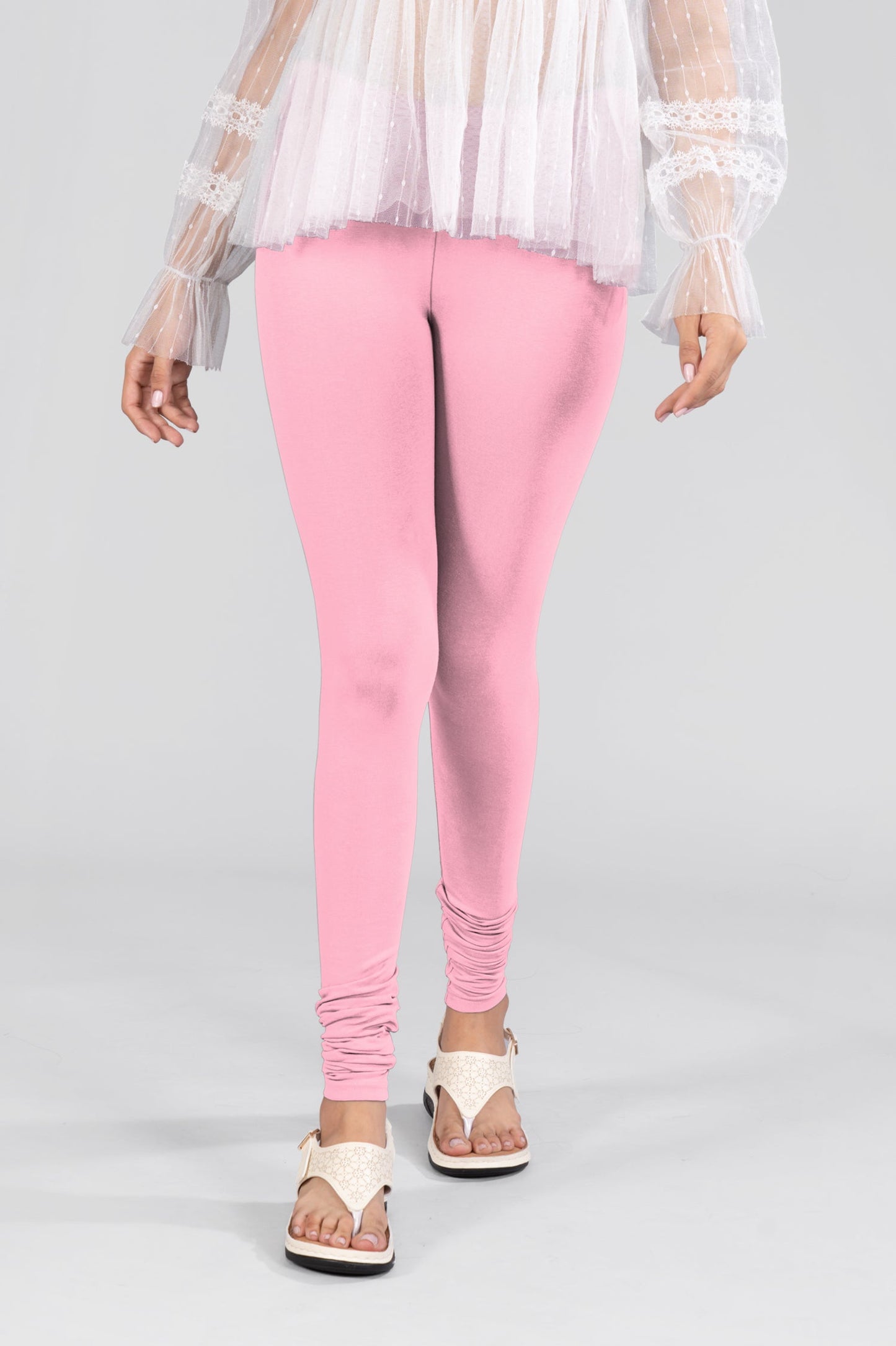 Pink Cotton Churidar Leggings