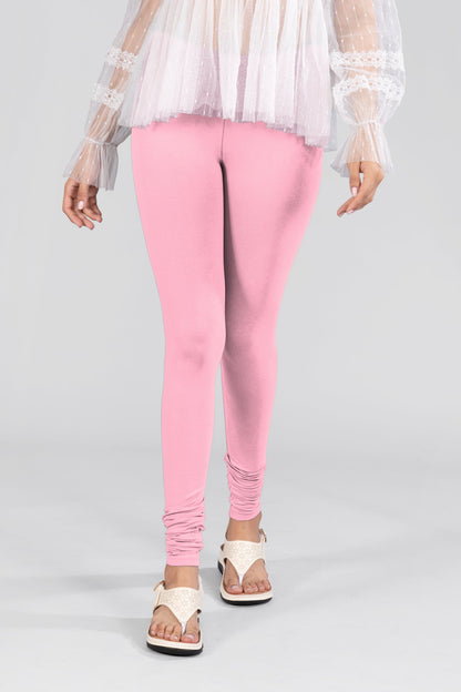 Pink Cotton Churidar Leggings