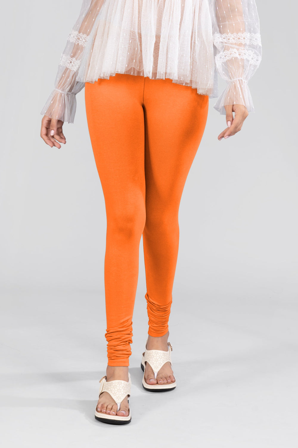 Orange Cotton FullLength Leggings