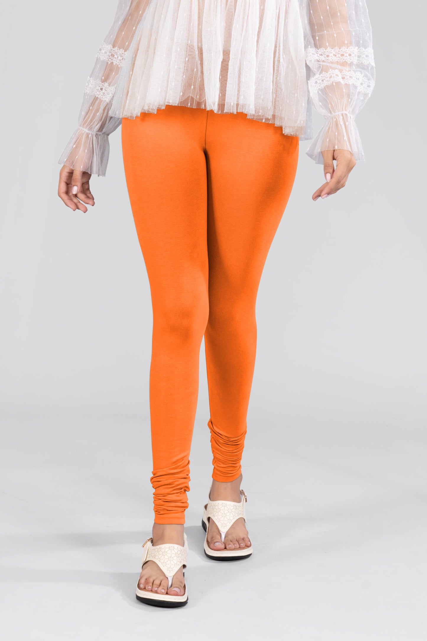 Orange Cotton Churidar Leggings