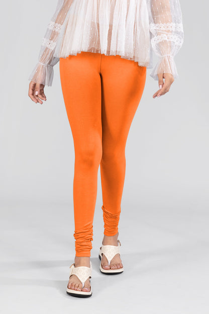 Orange Cotton Churidar Leggings