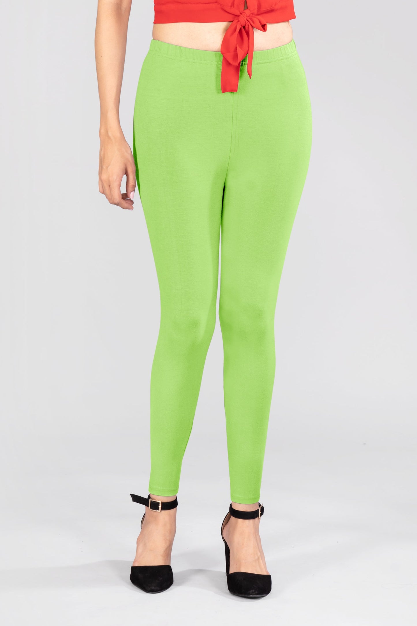Mystic Green Viscose Ankle Leggings