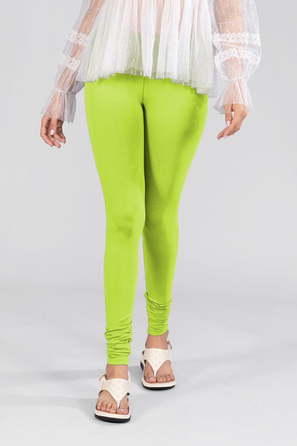 Light Green Cotton FullLength Leggings