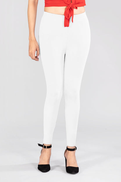 Angelic White Viscose Ankle Leggings