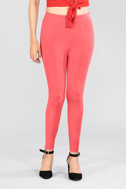 Red Scarlet Viscose Ankle Leggings