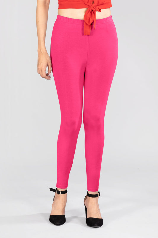 Passion Pink Viscose Ankle Leggings