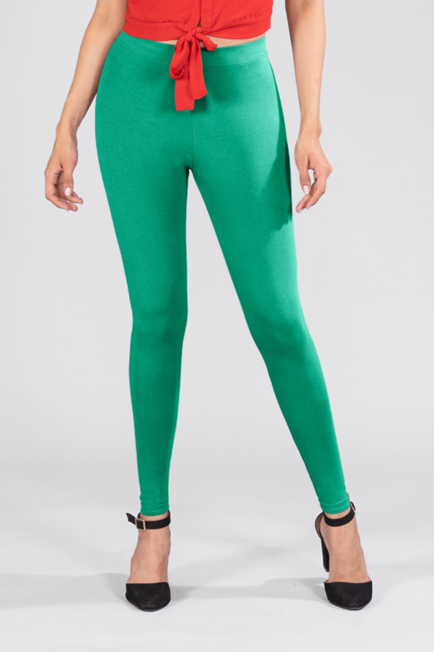 New Neon Green Cotton Ankle Leggings