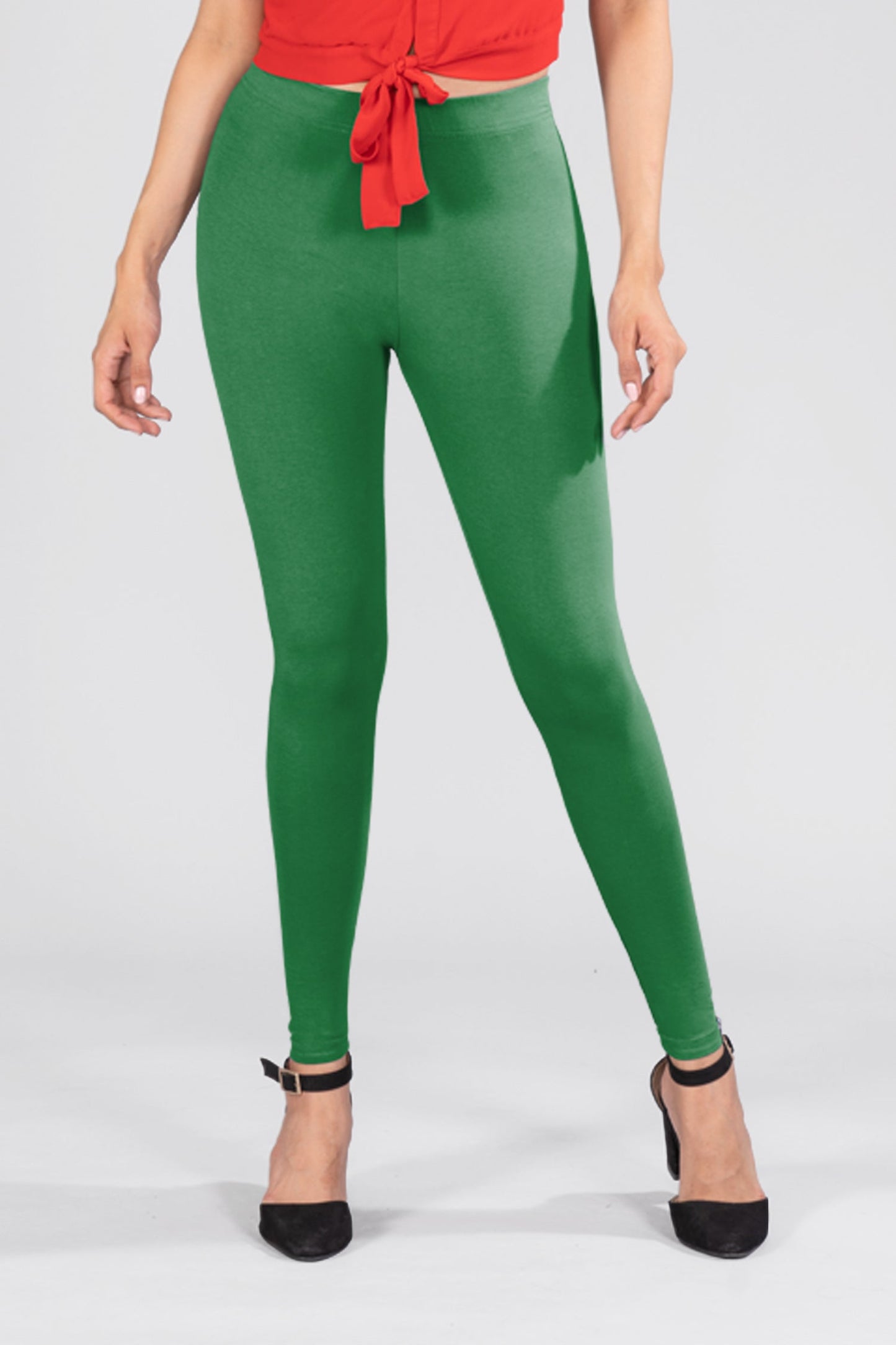 Dark Green Cotton Ankle Leggings
