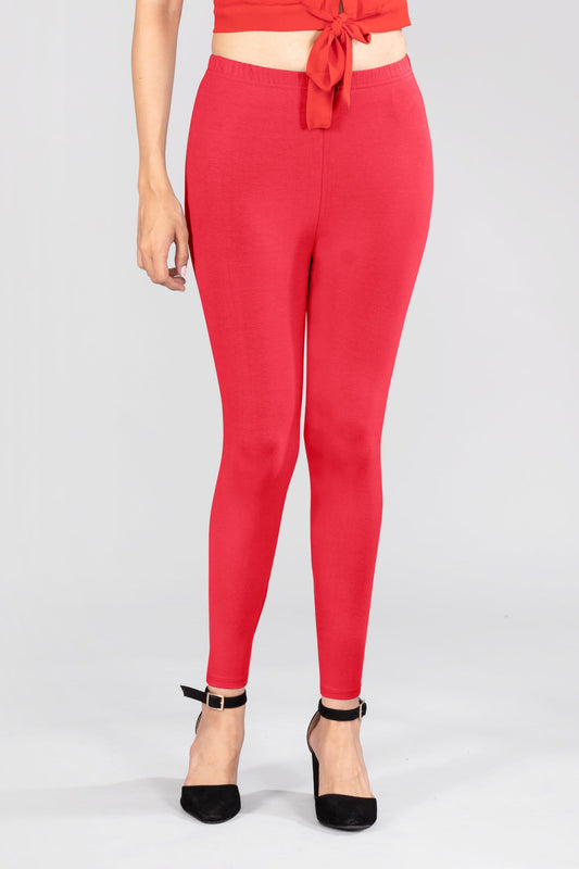 Platonic Red Viscose Ankle Leggings