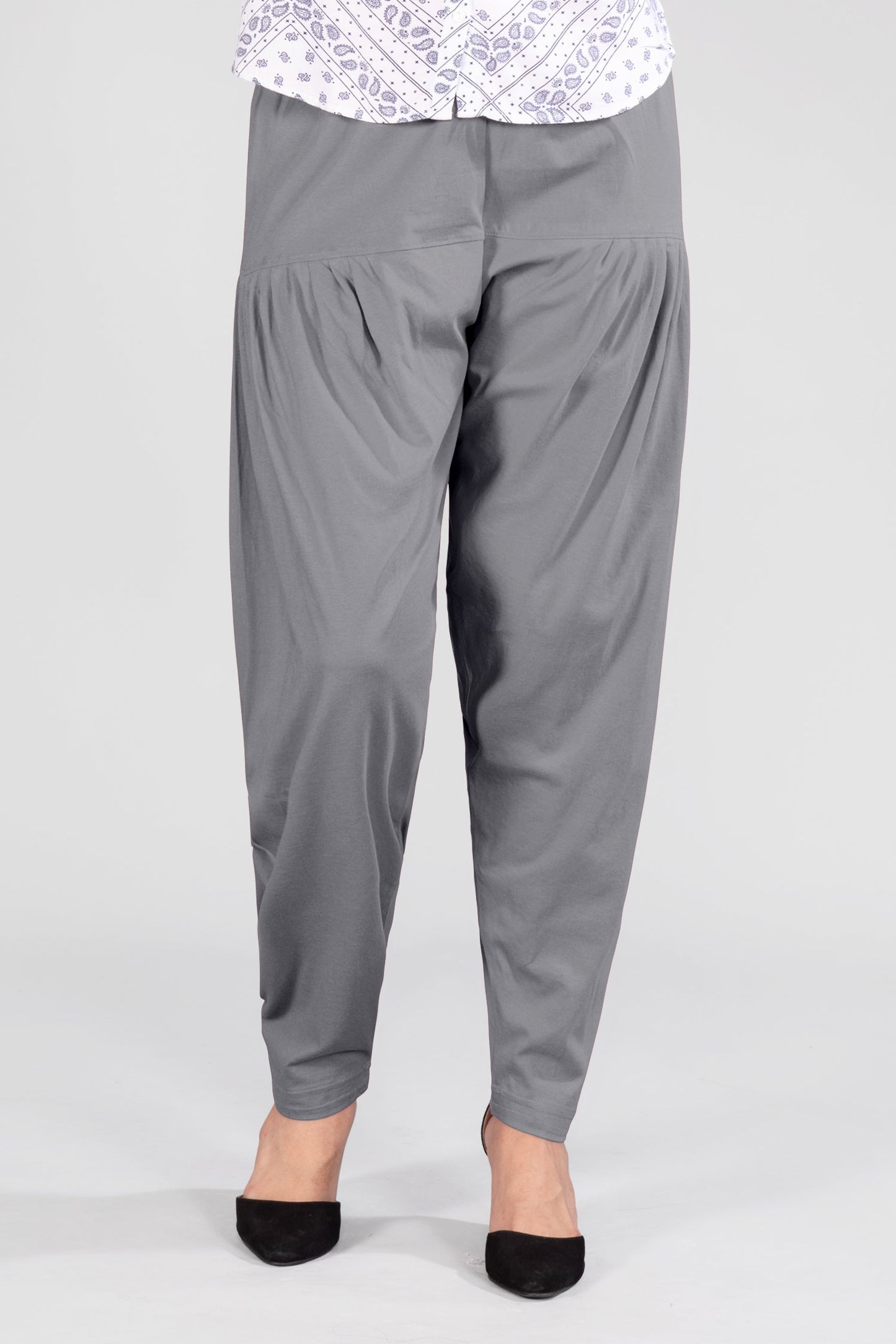 Grey Cotton Patiala Pants