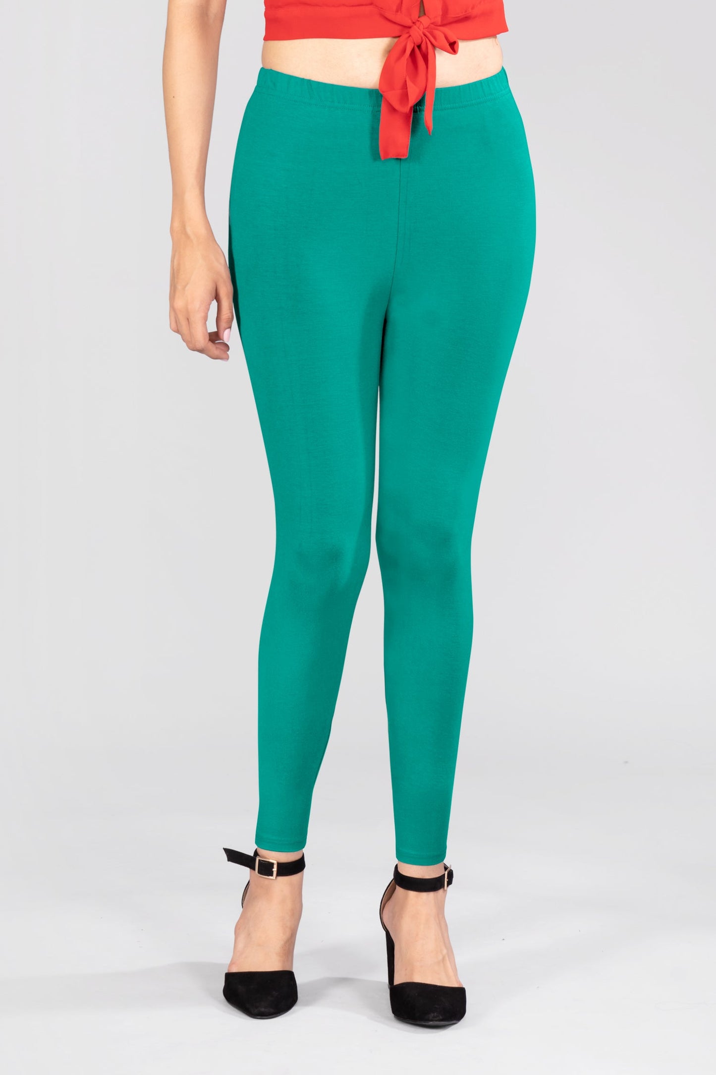 Serene Green Viscose Ankle Leggings