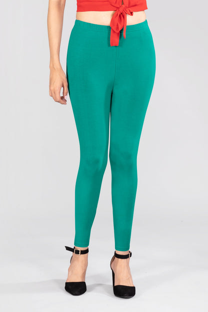 Serene Green Viscose Ankle Leggings