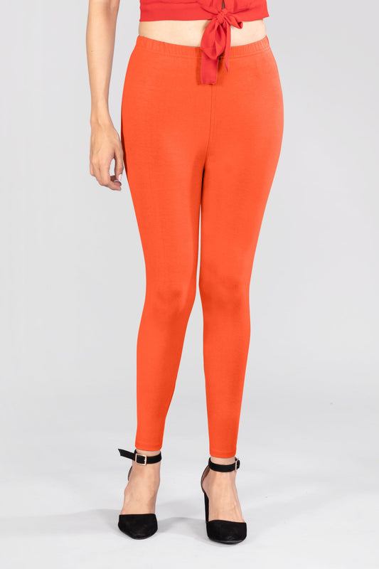 Orange Spark Viscose Ankle Leggings