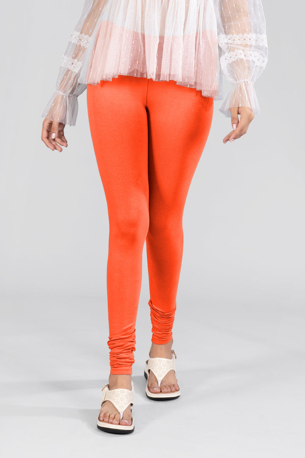 New Orange Cotton FullLength Leggings