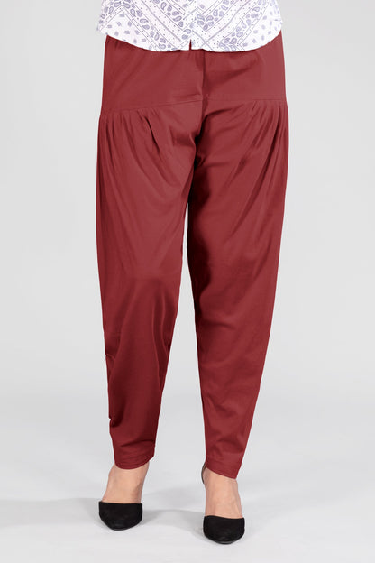 Maroon Cotton Patiala Pants