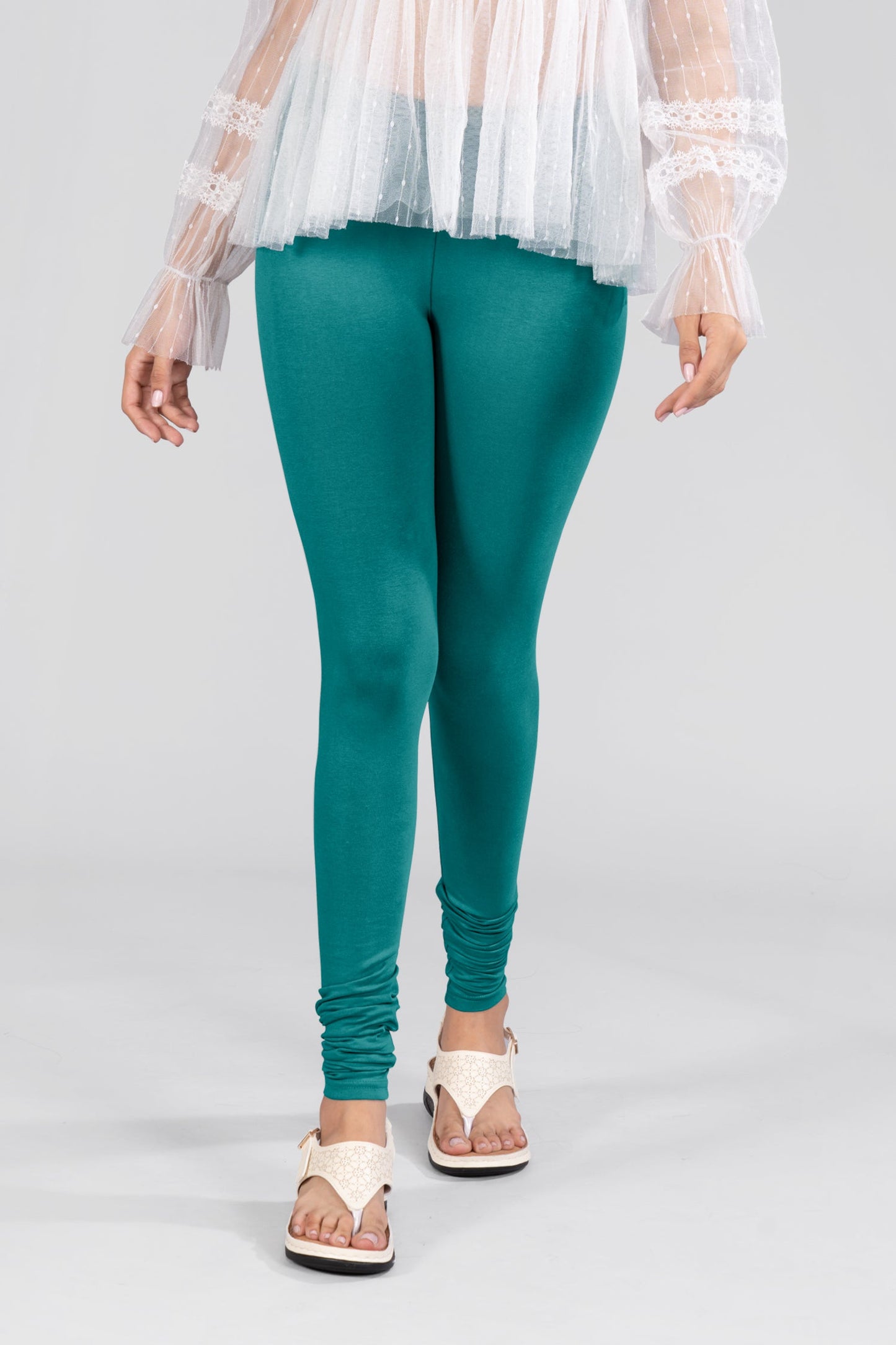 Peacock Green Cotton Churidar Leggings