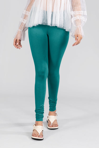 Peacock Green Cotton Churidar Leggings